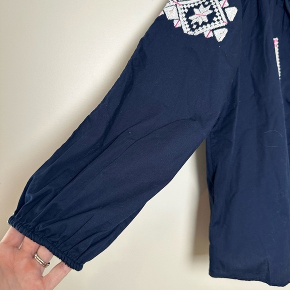 Crown & Ivy Bohemian Peasant Embroidered Blouse Long Sleeves‎ Size Large Petite - Picture 5 of 7